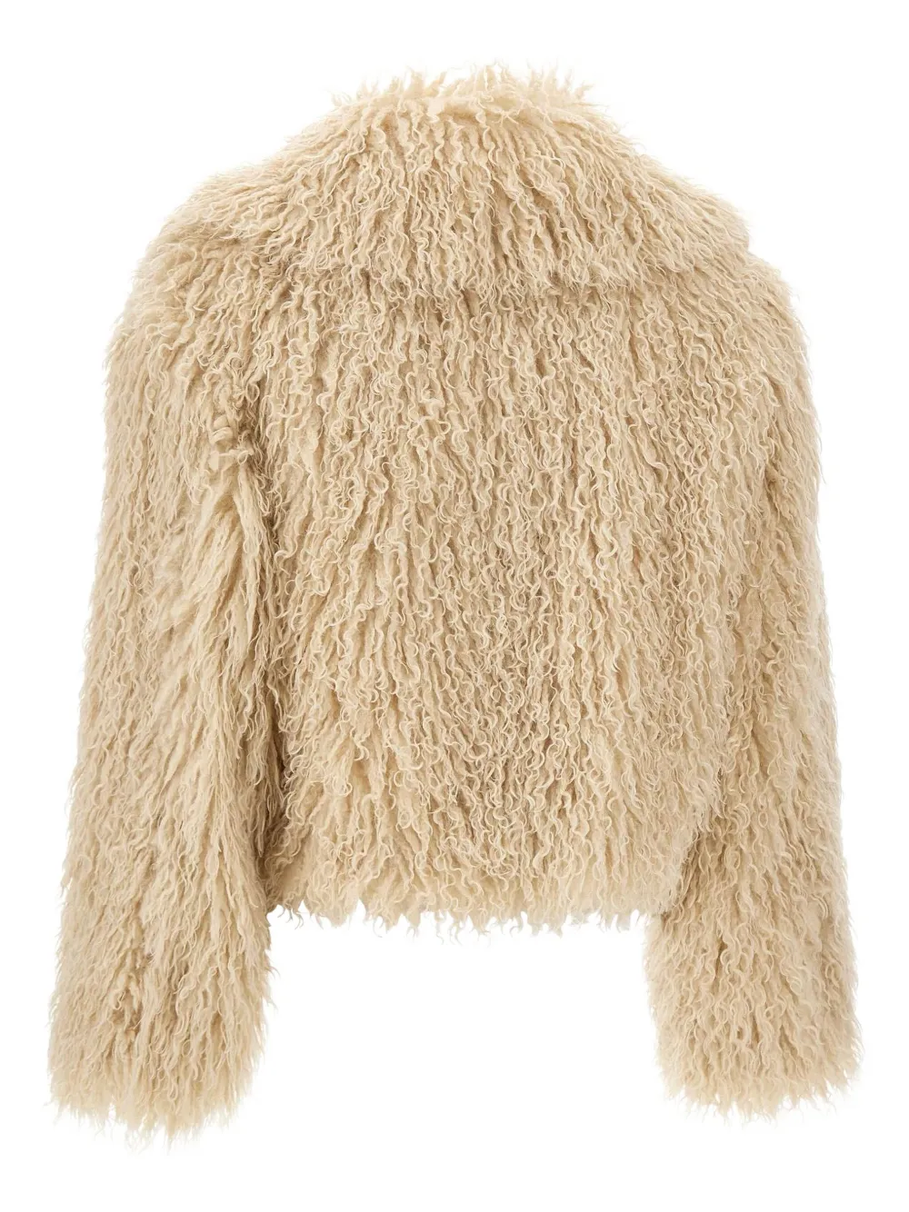 Hugo Boss Faux-fur Collarless Jacket In Nude