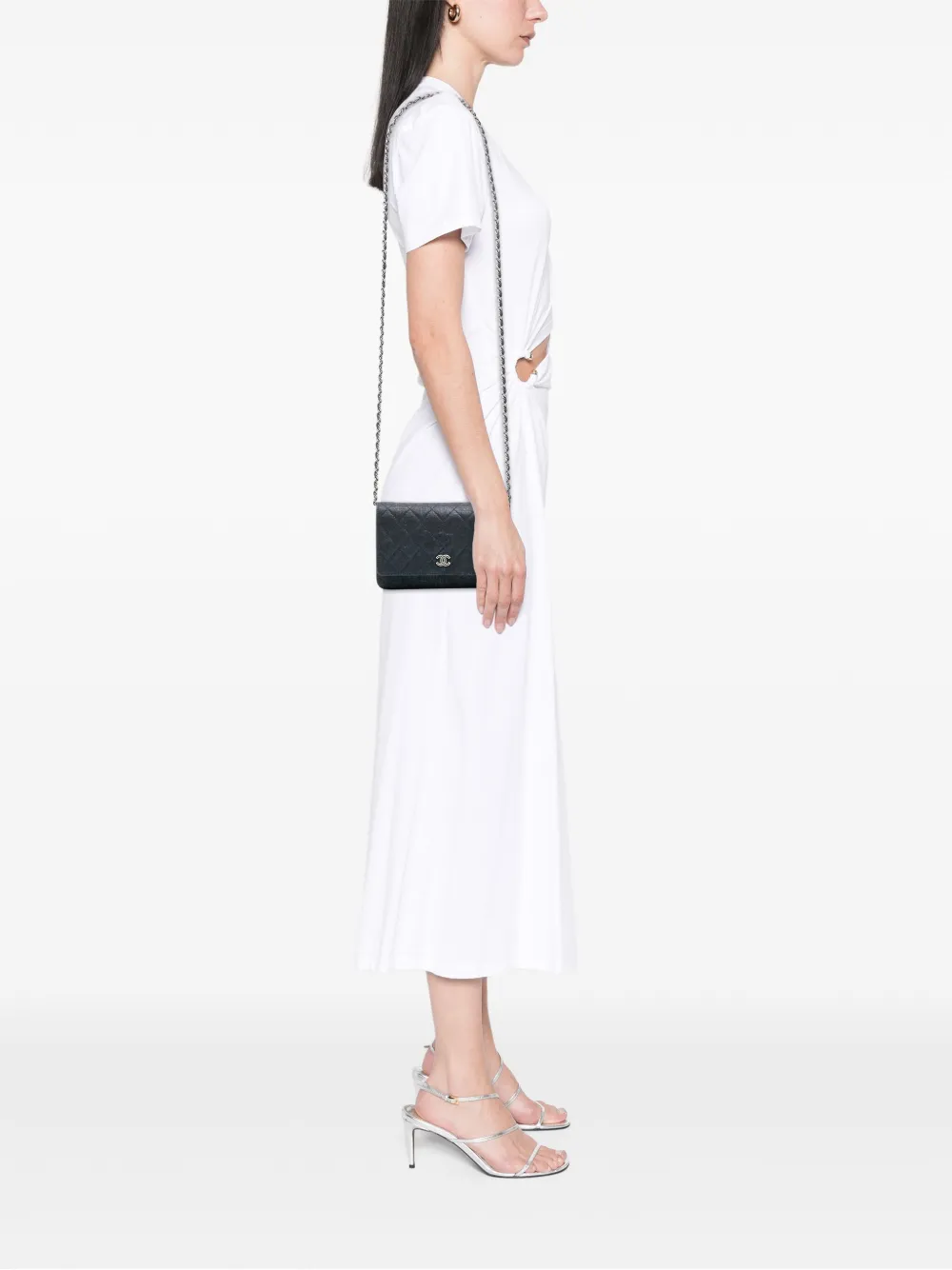 CHANEL Pre-Owned 2014 CC Quilted Metallic Fabric Wallet On Chain crossbody bag | Pre-Owned | Image 2