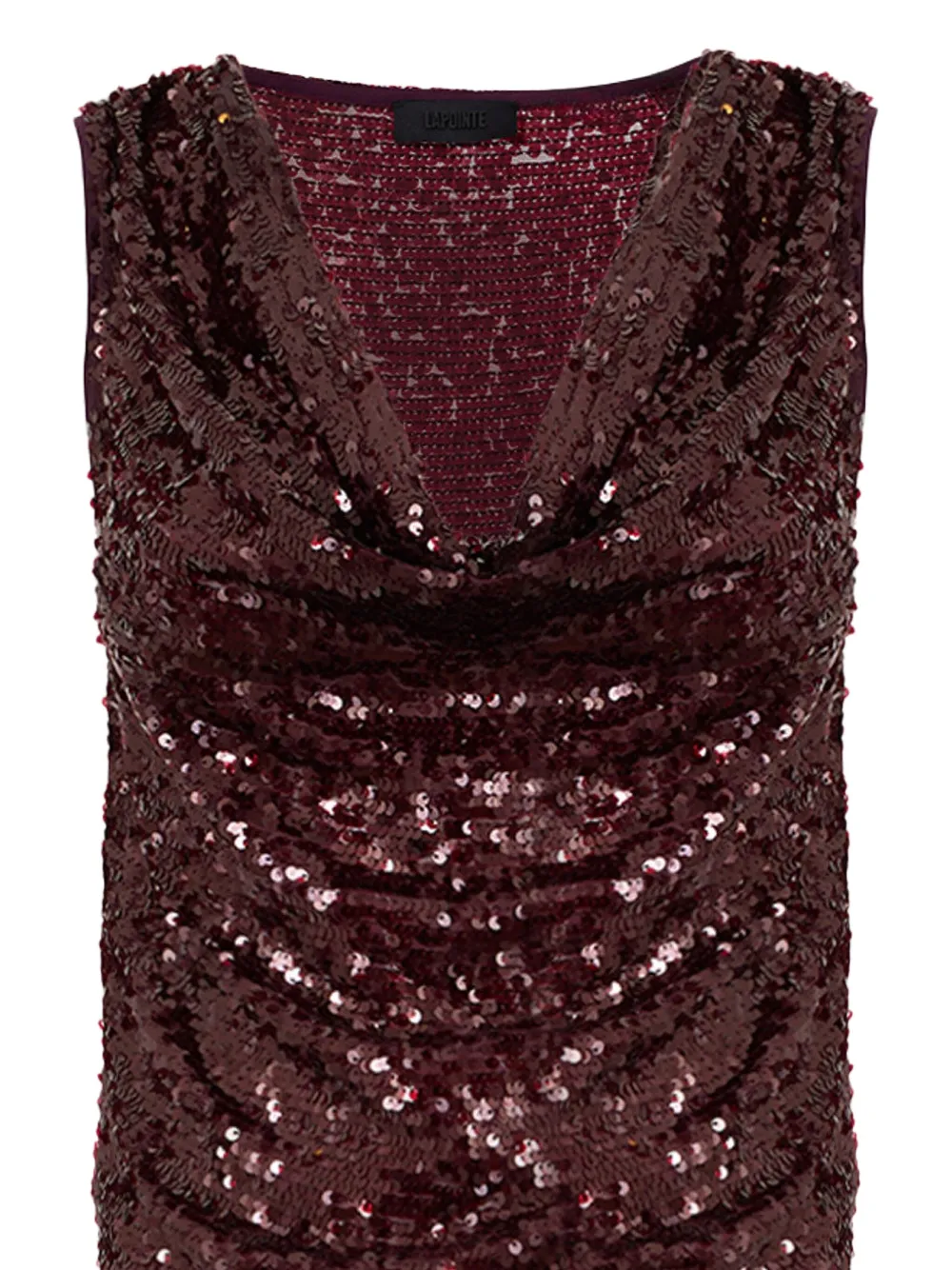Lapointe Sequined Cowl-neck Blouse In Red