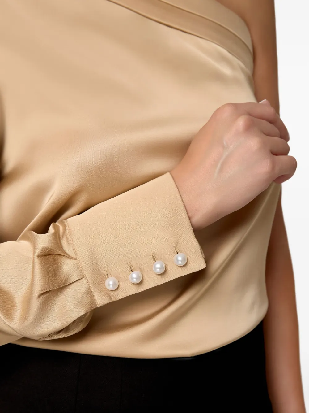 Amalin One-shoulder Button Blouse In Neutral