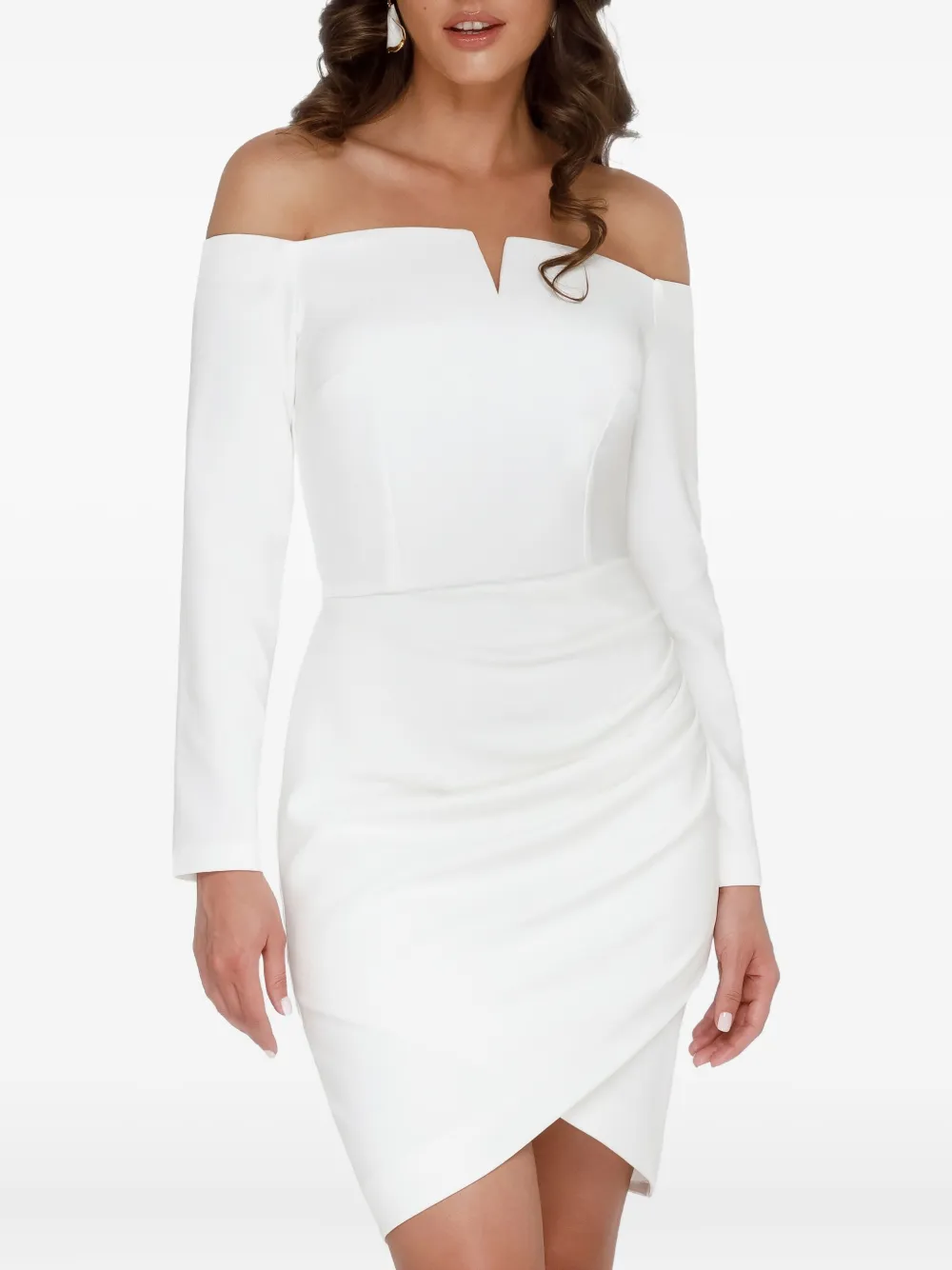 Amalin Stella Off-shoulder Long-sleeve Dress In White