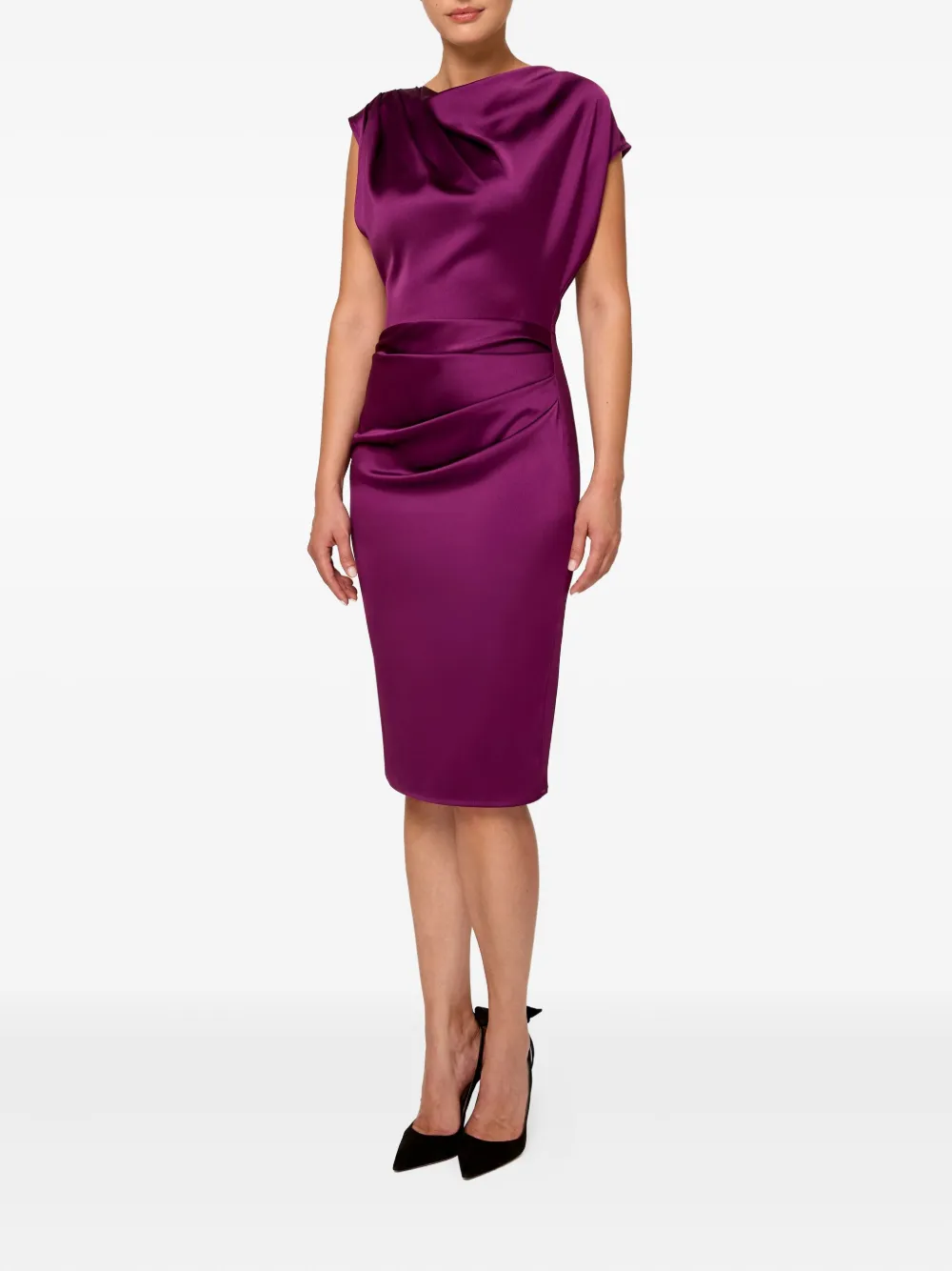 Amalin Josephine Draped Dress In Purple