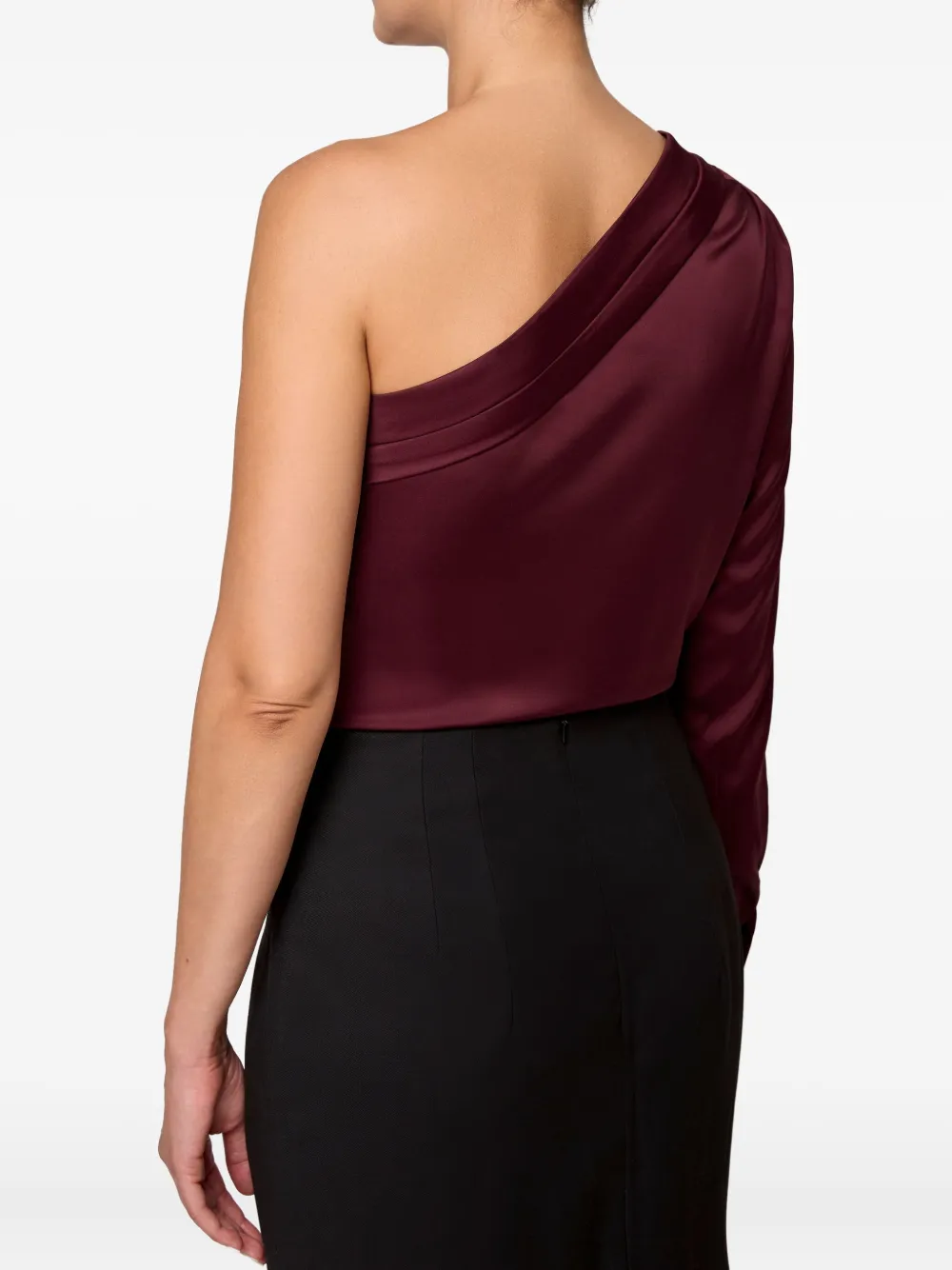 Amalin One-shoulder Button Blouse In Burgundy