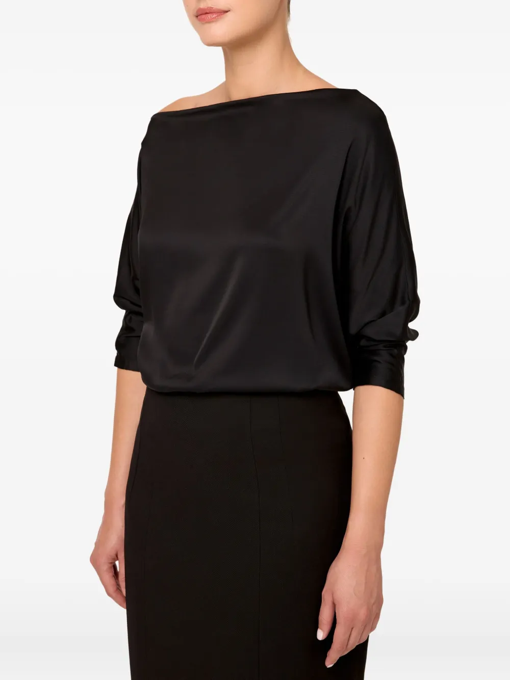Amalin One-shoulder Blouse In Black