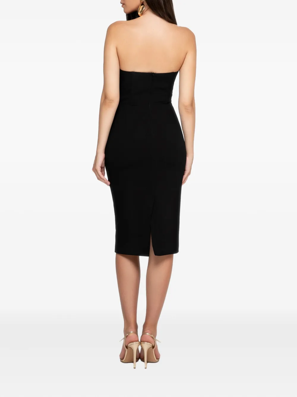 Amalin One-shoulder Claudine Midi Ress In Black