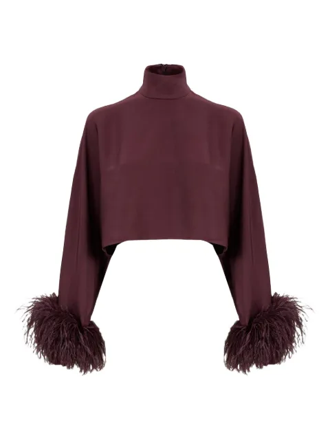 LAPOINTE feather-trim long-sleeve blouse 