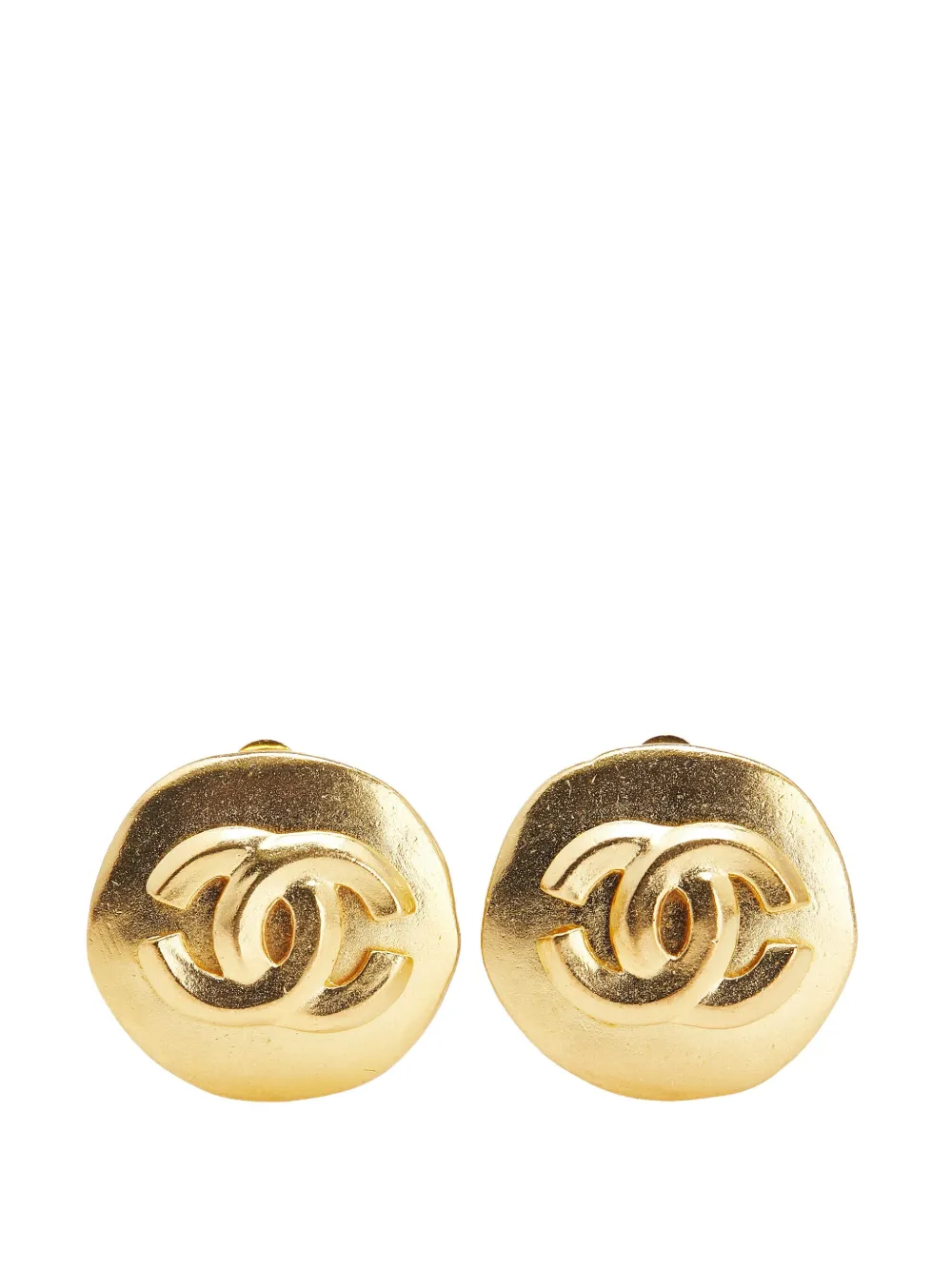 CHANEL Pre-Owned 1996 Gold Plated CC Logo Clip-on Earrings costume CHANEL Pre-Owned 1996 Gold Plated CC Logo Clip-on Earrings costume