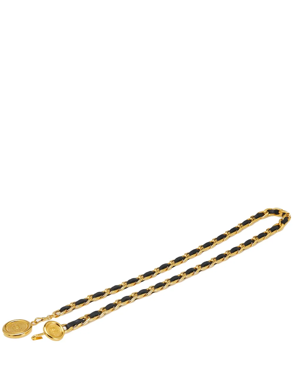 CHANEL Pre-Owned 20th Century Gold Plated Medallion Leather Woven CHANEL Pre-Owned 20th Century Gold Plated Medallion Leather Woven