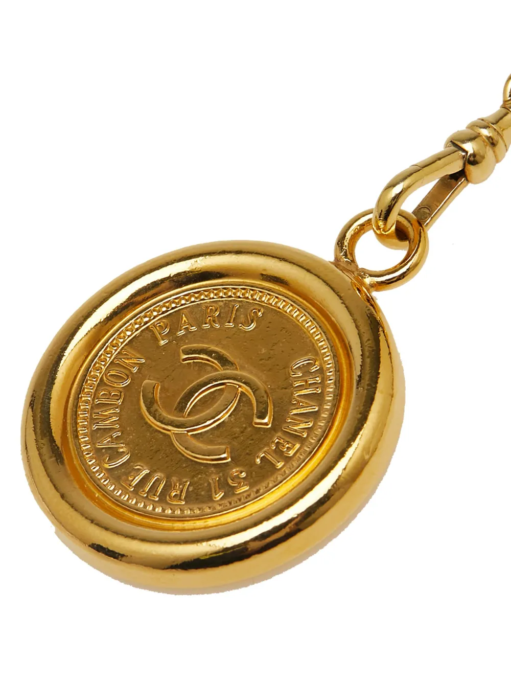 Pre-owned Chanel 20th Century Gold Plated Medallion Leather Woven Chain Belt In Black