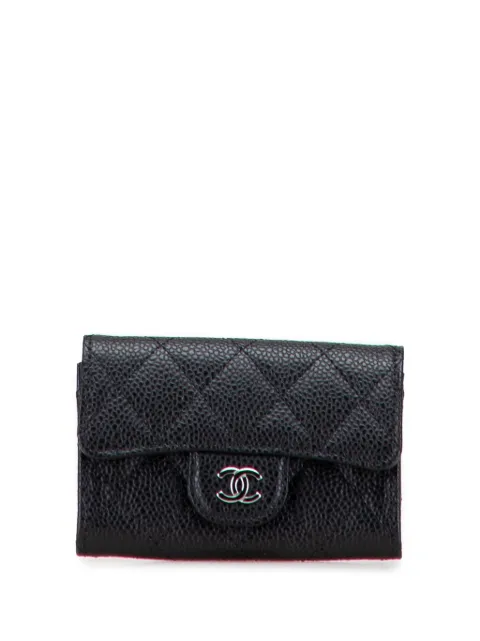 CHANEL Pre-Owned 2021-2025 CC Quilted Caviar Flap Wallet card holder