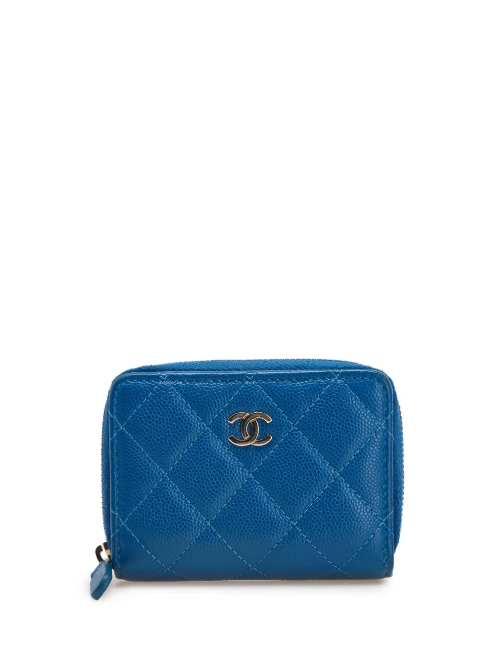 CHANEL Pre-Owned 2020 CC Quilted Caviar Zip Purse coin pouch - ブルー CHANEL Pre-Owned 2020 CC Quilted Caviar Zip Purse coin pouch - ブルー