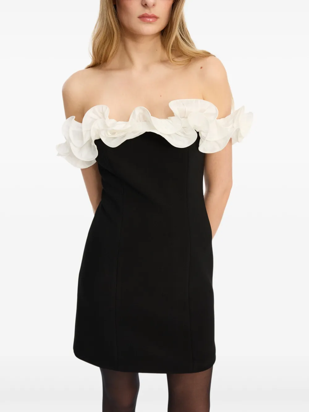 ROTATE BIRGER CHRISTENSEN Mini-jurk met ruches Zwart