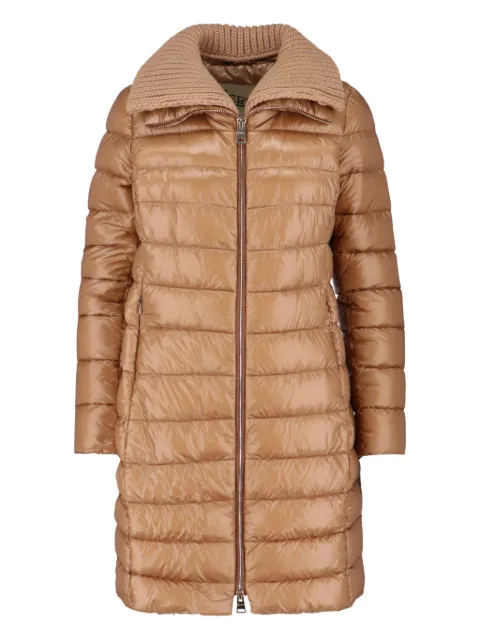 Herno knitted-collar quilted coat