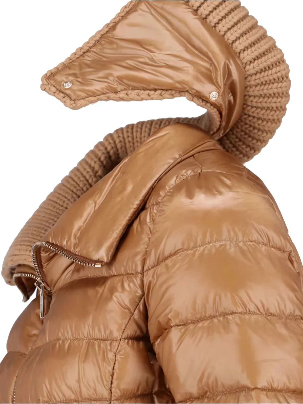 Herno Gevoerde jas met gebreide kraag Bruin