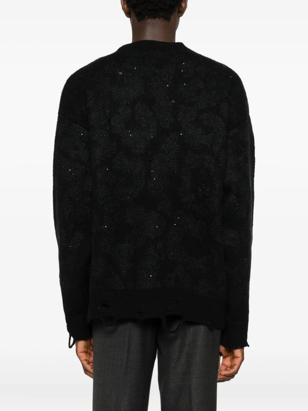 Laneus Gerafelde trui Zwart