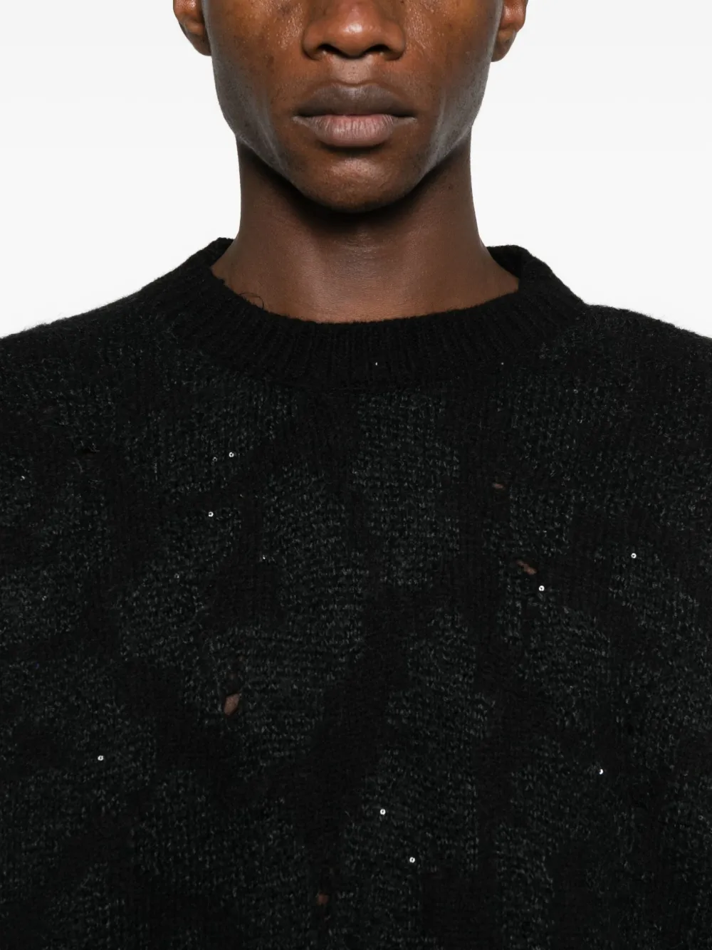 Laneus Gerafelde trui Zwart