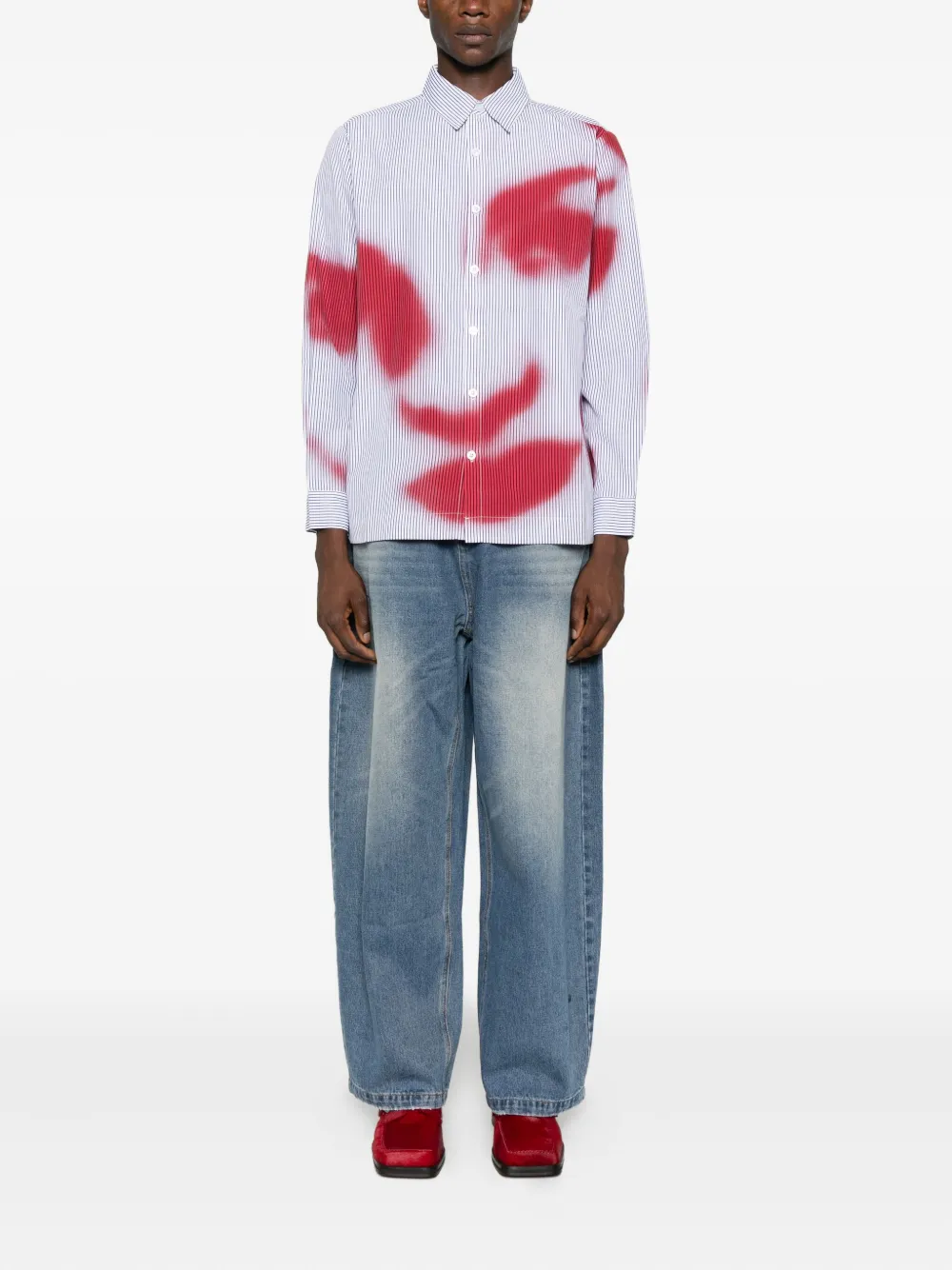 KidSuper striped graphic-print shirt - Blauw