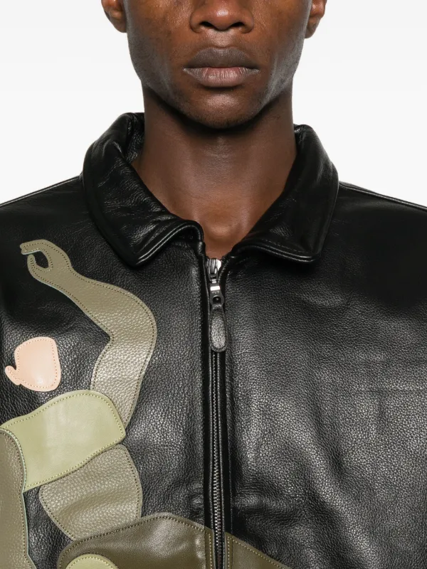 KidSuper Leather Bomber Jacket | Black | FARFETCH