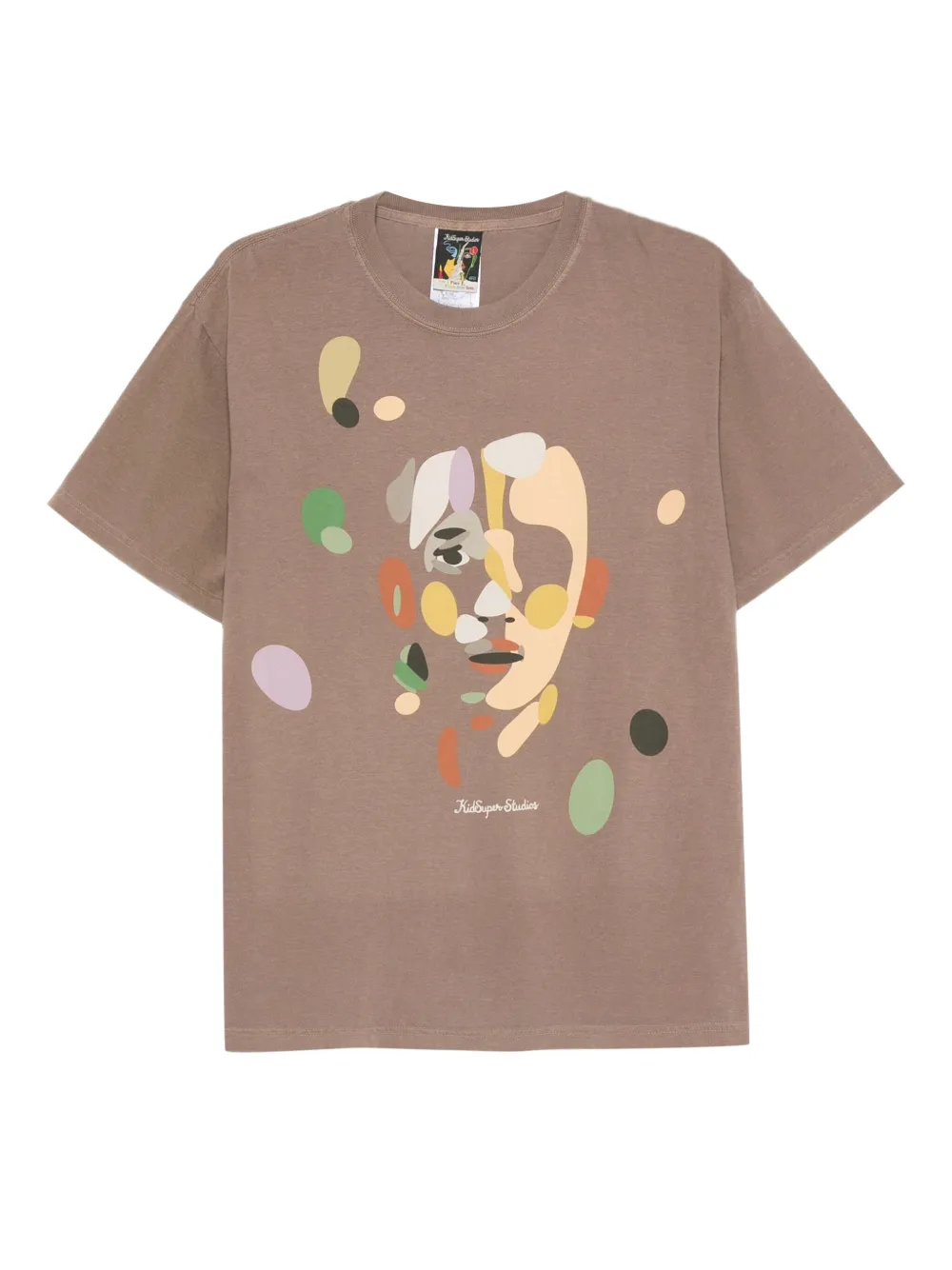 KidSuper playera con estampado de caras | marrón | Image 1