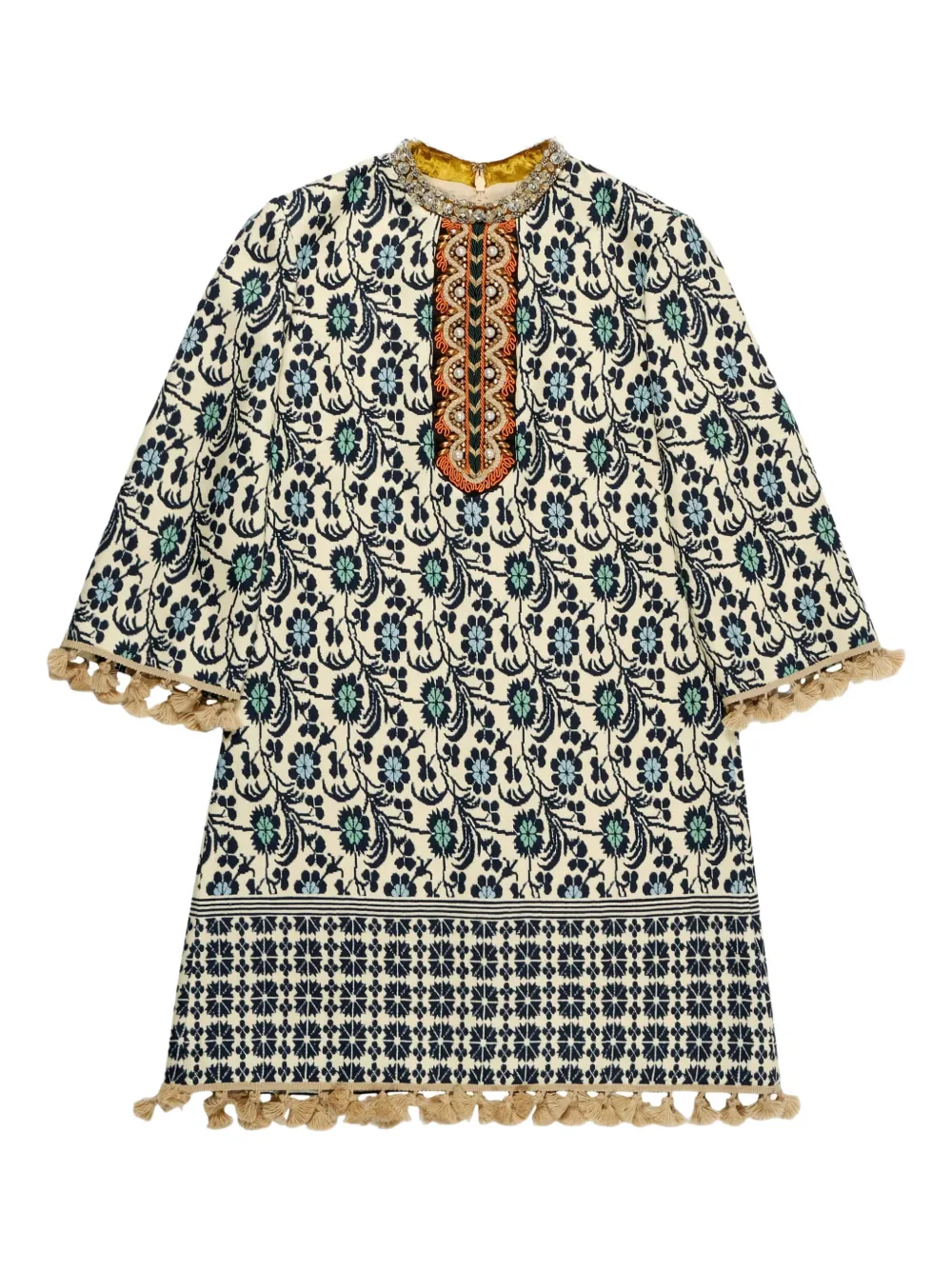 Valentino+Garavani+robe+à+fleurs+imprimees+-+Tons+neutres