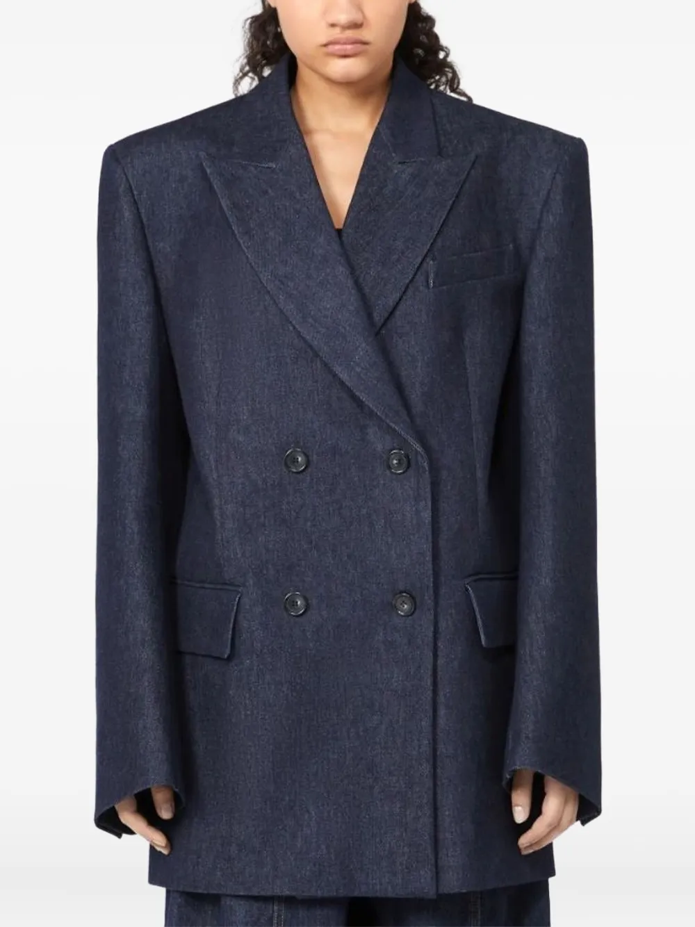 Sportmax Oversized Double-breasted Blazer Jackets And Coats Blue In Blue