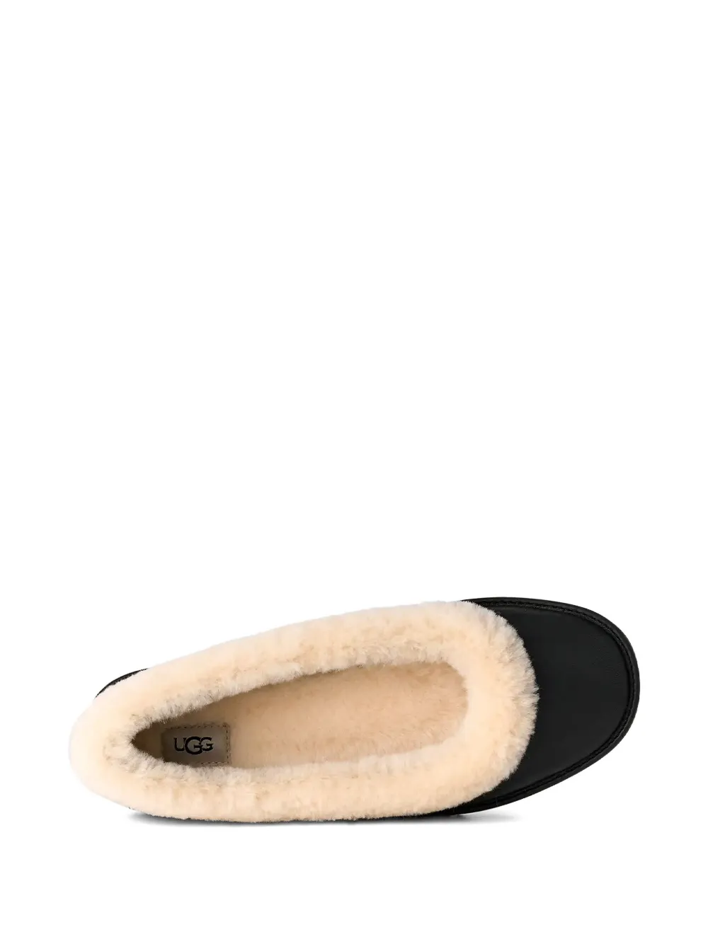 Ugg Fur Trim Ballerina Shoes In Black