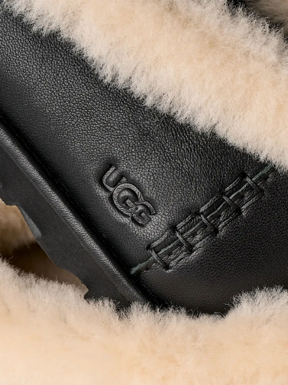 Ugg Fur Trim Ballerina Shoes In Black