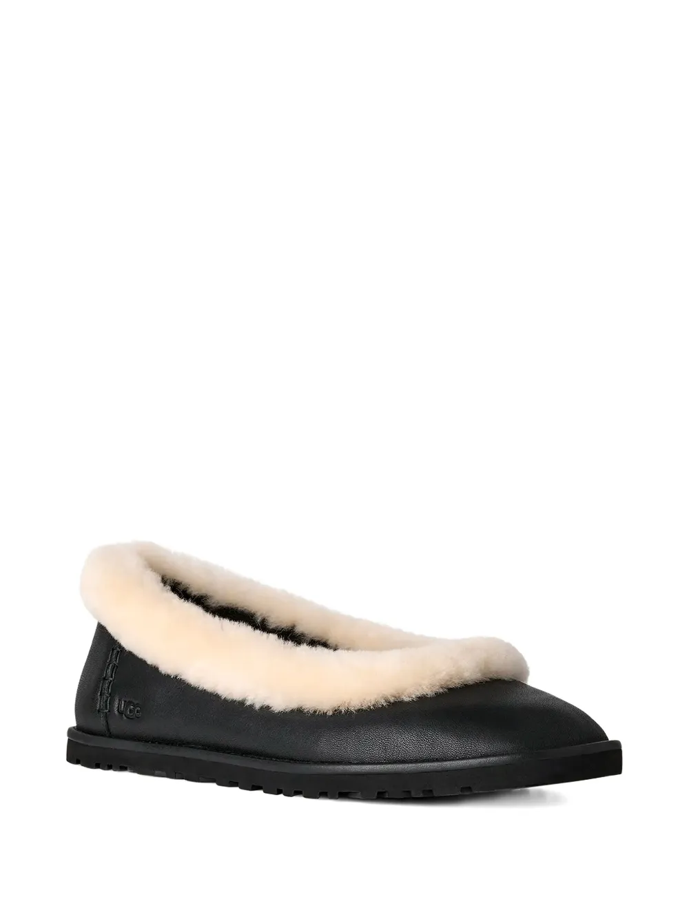 Ugg Fur Trim Ballerina Shoes In Black