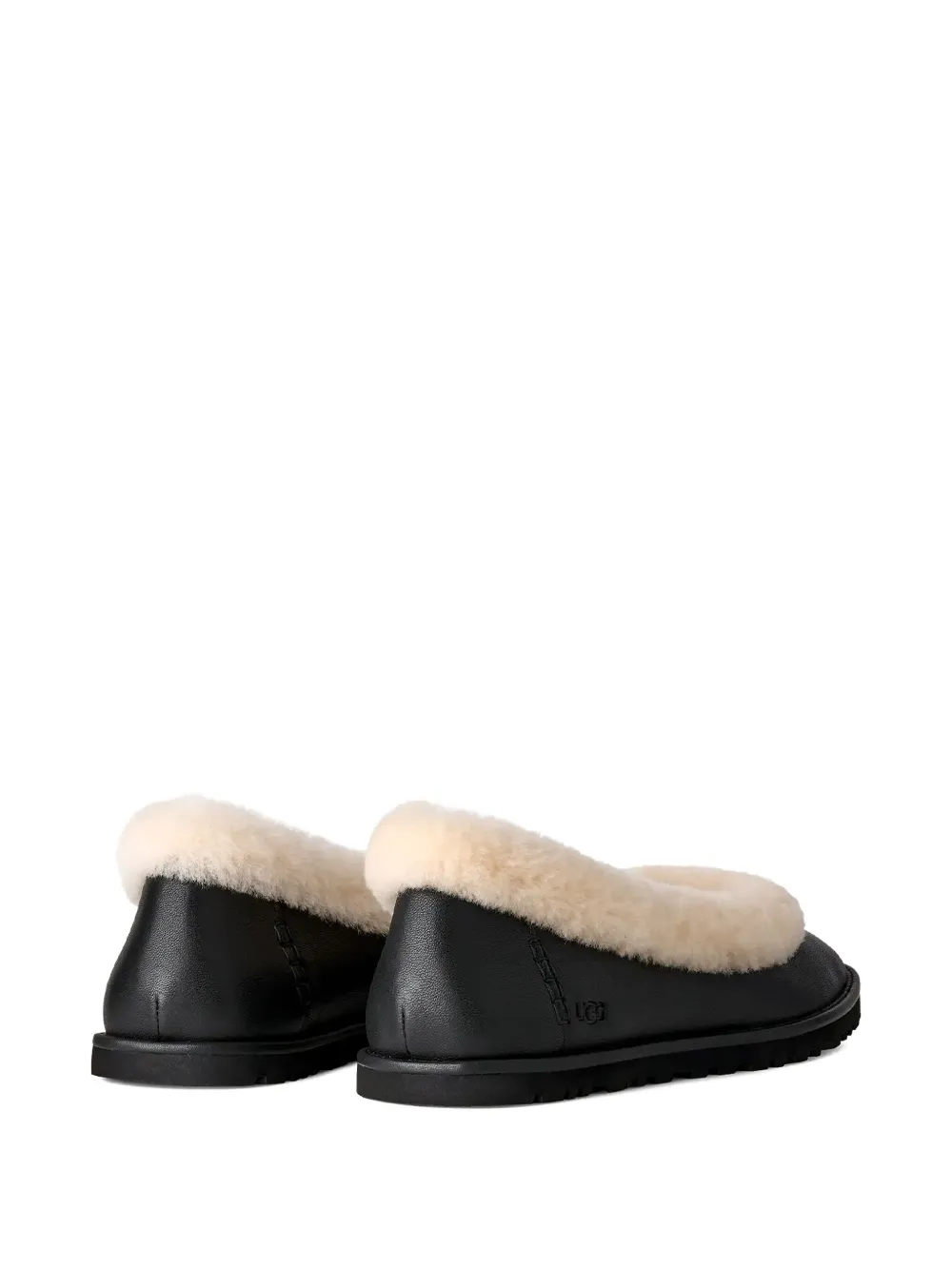 Ugg Fur Trim Ballerina Shoes In Black