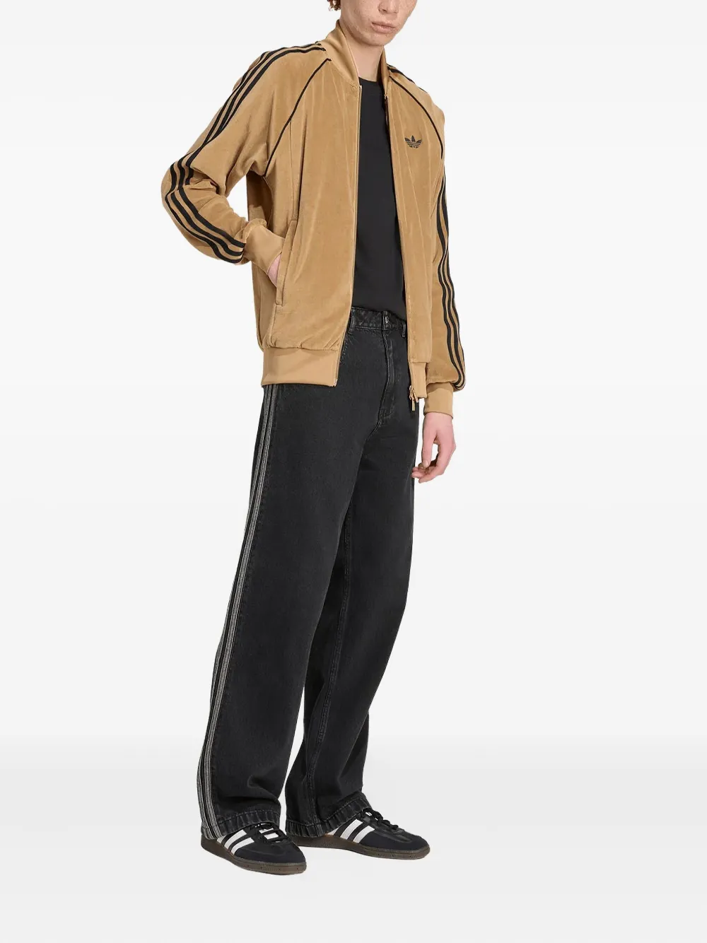 Adidas 3-Stripes zip-up sweatshirt - Beige