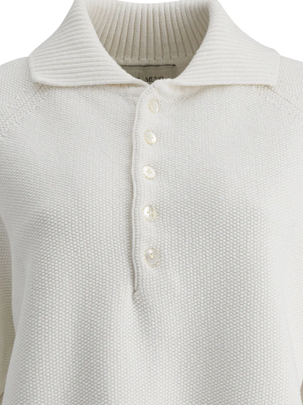 UMARMUNG Polotop met geribbelde kraag Beige