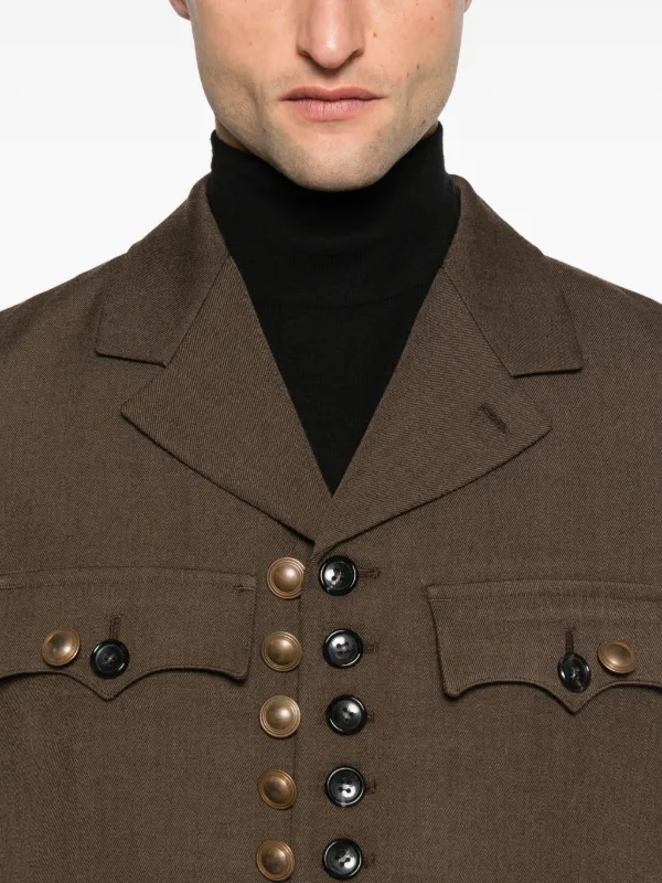 Comme Des Garçons Homme Plus Buttoned Wool Jacket | Brown