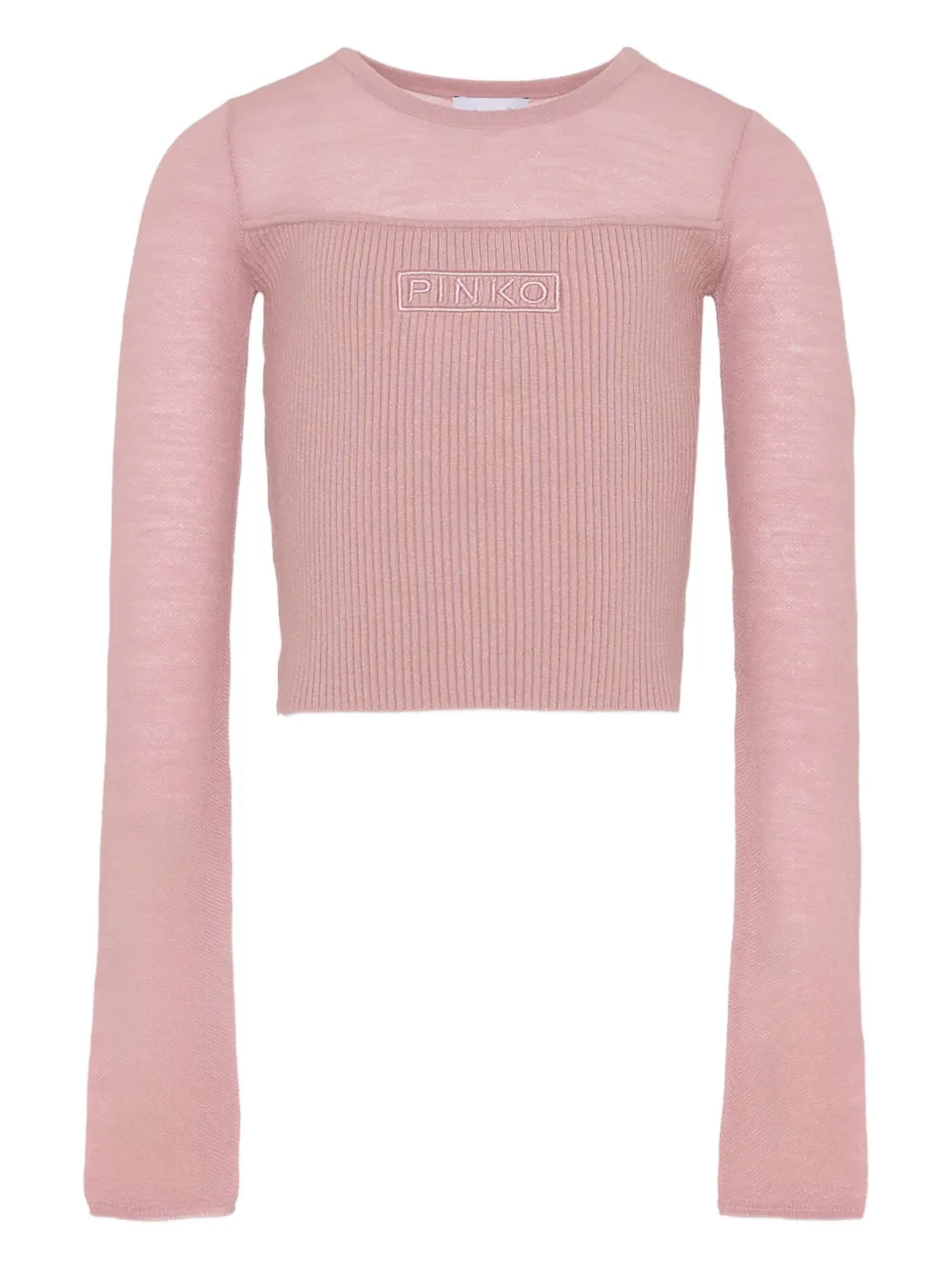 Pinko Kids logo-embroidered ribbed sweater | Pink | Image 1