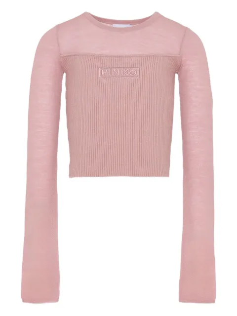 Pinko Kids logo-embroidered ribbed sweater 