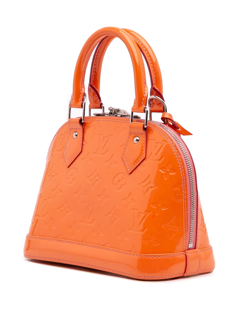 Pre-owned Louis Vuitton 2015 Monogram Vernis Alma Bb Satchel In Orange