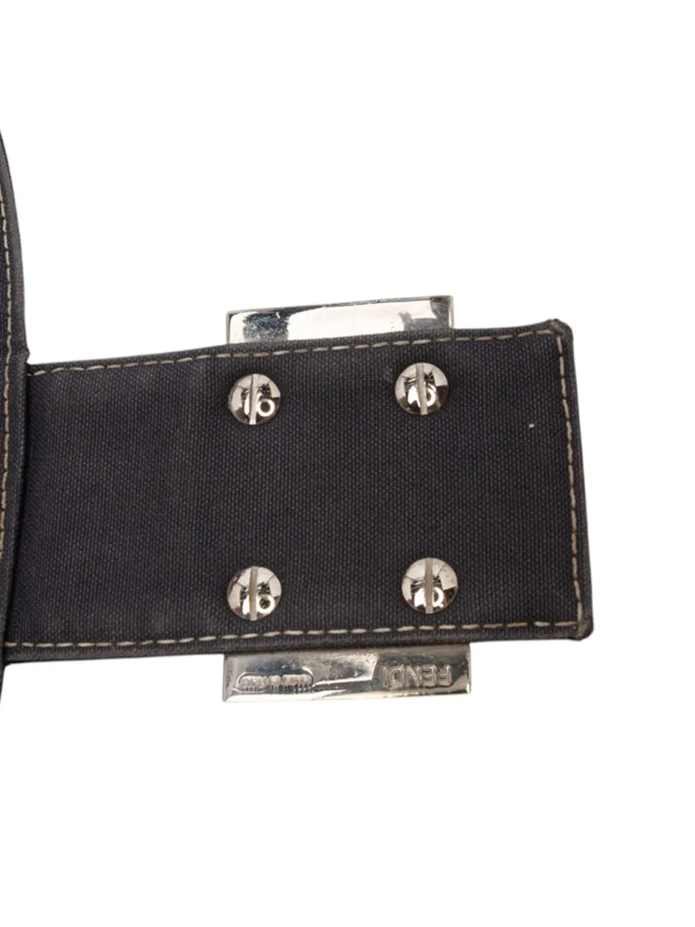 Pre-owned Fendi 20th Century Canvas Ff Marble Double Flap Shoulder Bag In Blue