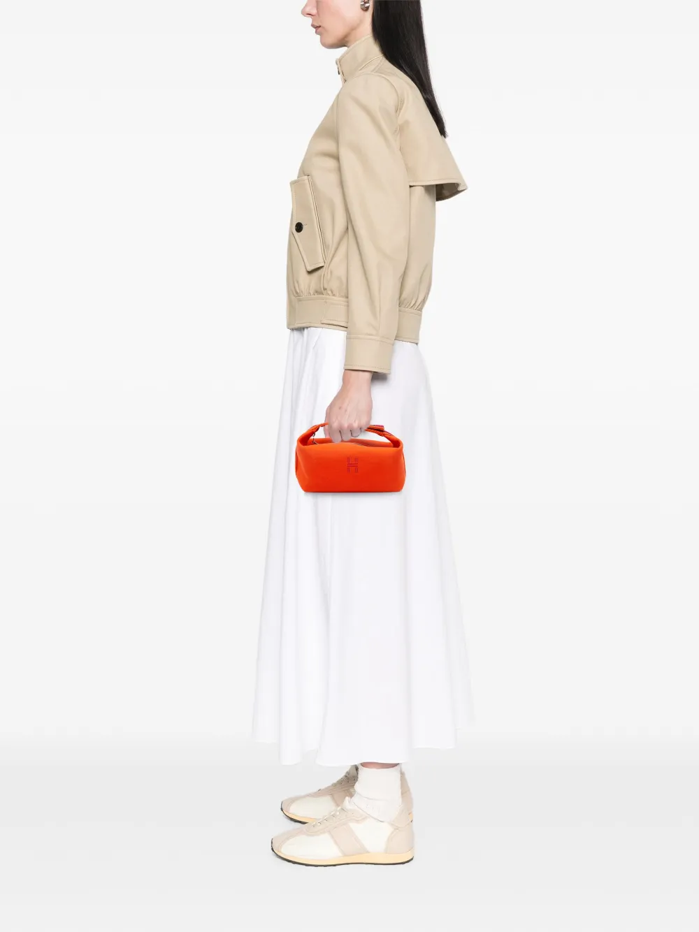 Pre-owned Hermes 2021-2025 Small Canvas Bride A Brac Case Vanity Bag In Orange