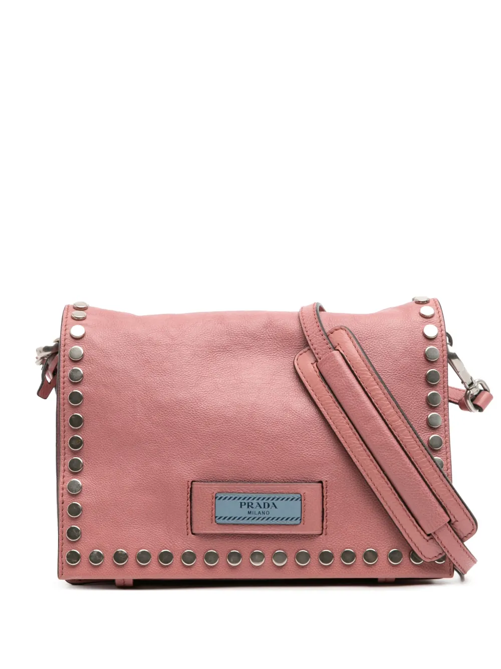 Prada Pre-Owned 2000-2013 Glace Calf Studded Etiquette Flap crossbody Prada Pre-Owned 2000-2013 Glace Calf Studded Etiquette Flap crossbody