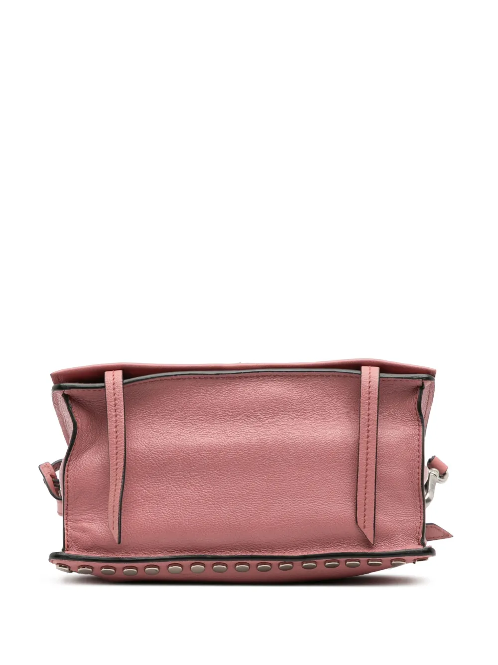 Pre-owned Prada 2000-2013 Glace Calf Studded Etiquette Flap Crossbody Bag In Pink