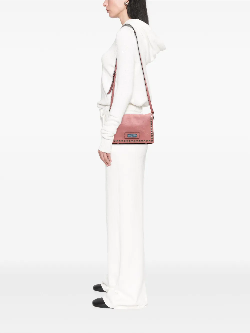 Prada Pre-Owned 2000-2013 Glace Calf Studded Etiquette Flap crossbody bag | Pre-Owned | Image 2