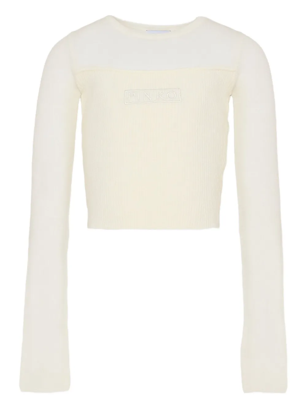Pinko Kids logo-embroidered ribbed sweater | White | Image 1