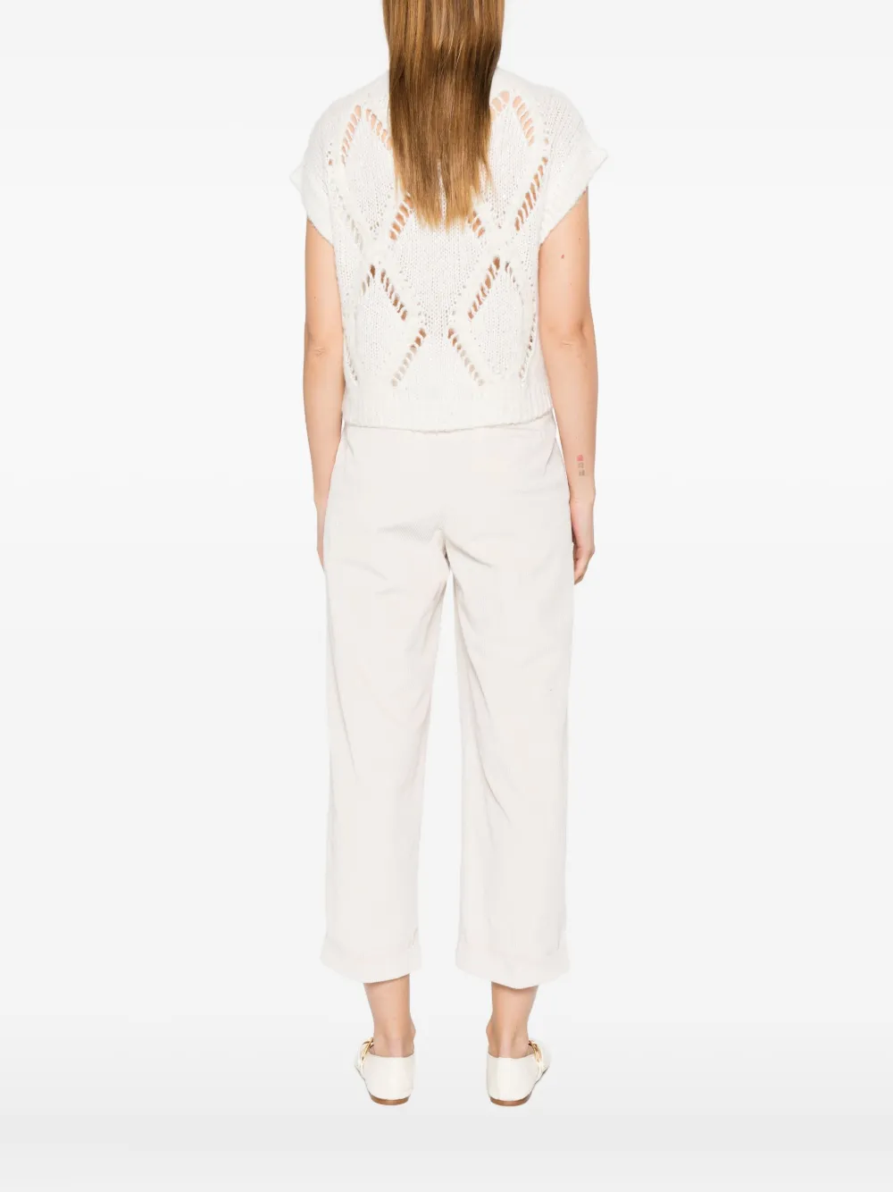 Antonelli Diamond-pattern Knitted Top In Neutral