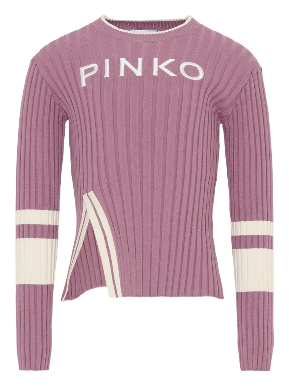 Pinko Kids logo-embroidered ribbed sweater | Pink | Image 1