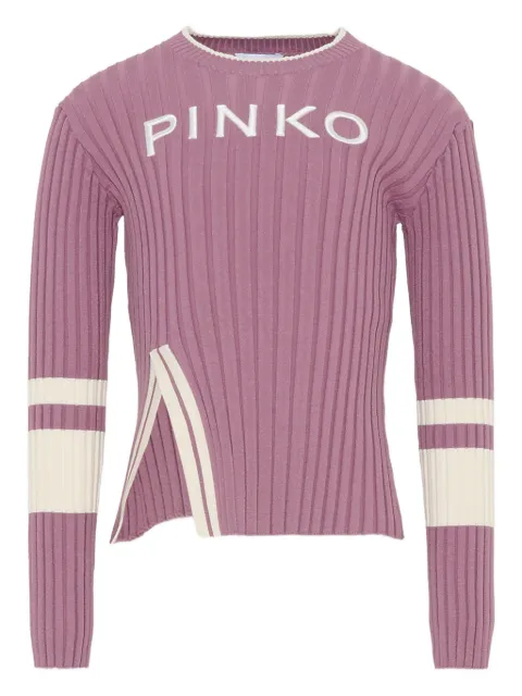 Pinko Kids logo-embroidered ribbed sweater 