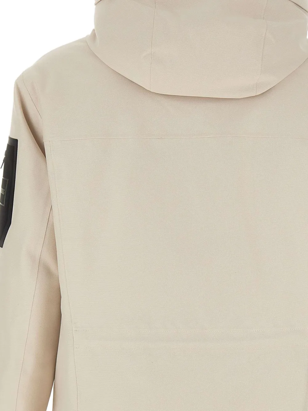 Hugo Boss Logo Patch Hooded Coat In Neutral