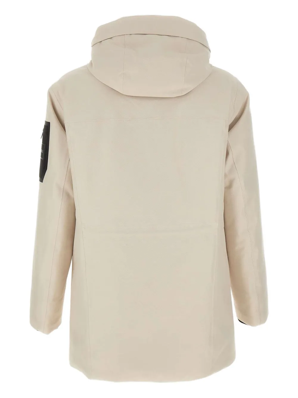 Hugo Boss Logo Patch Hooded Coat In Neutral
