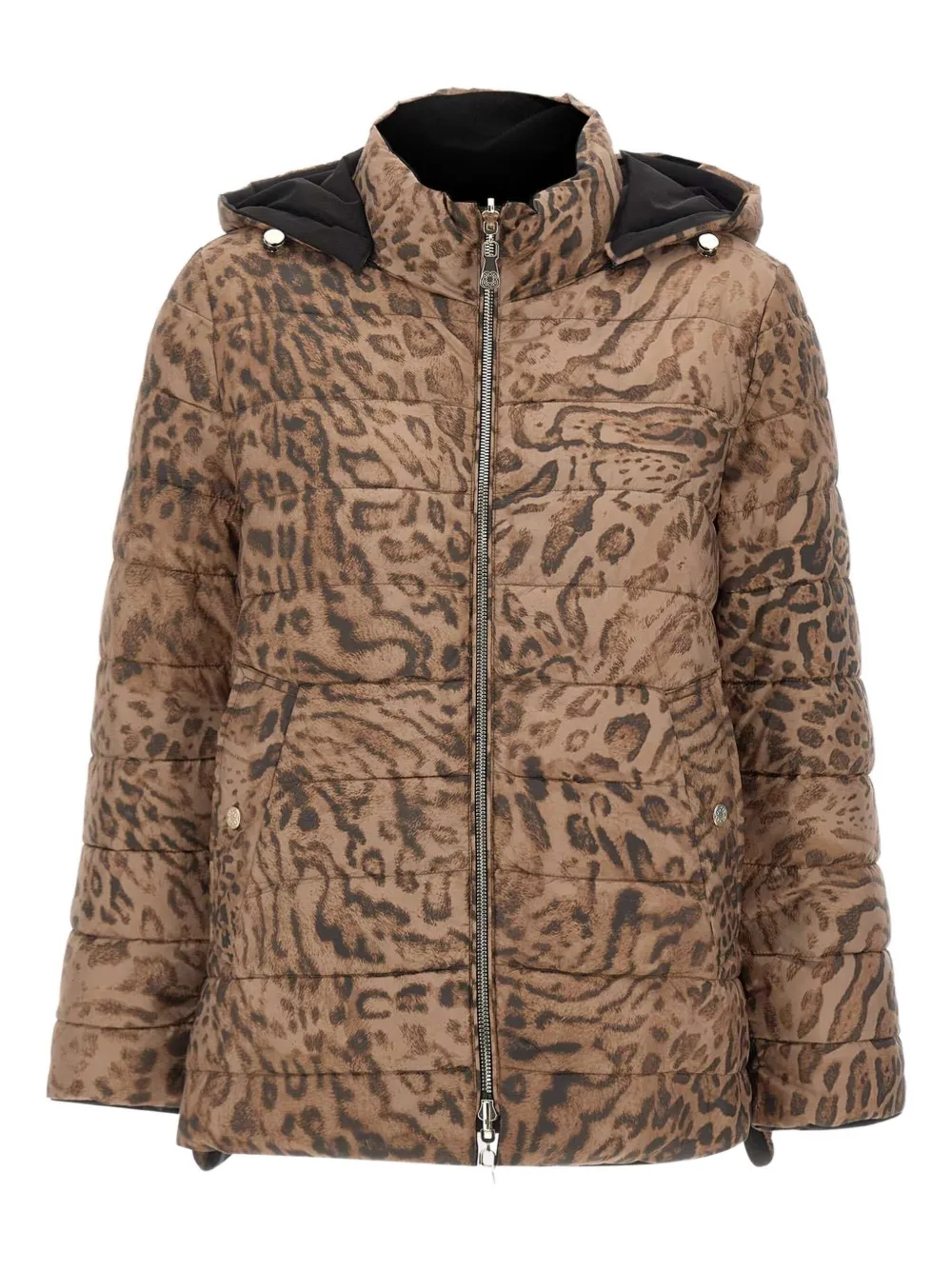 ELENA MIRO` animalier-print puffer jacket | Brown | Image 1