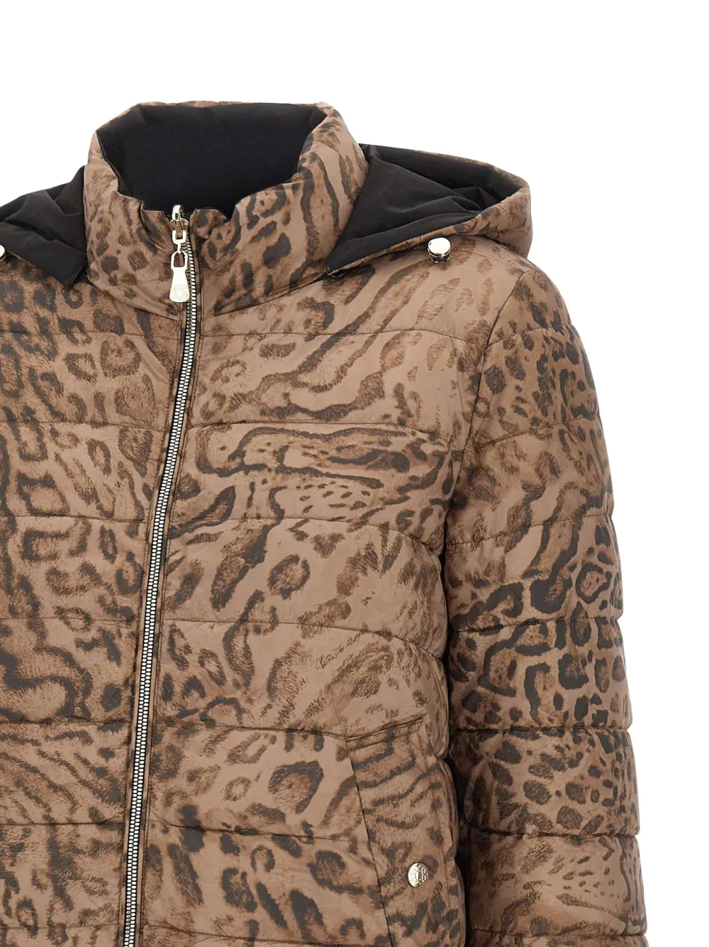 Elena Miro' Animalier-print Puffer Jacket In Brown