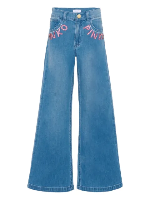Pinko Kids sequin-embellished wide-leg jeans
