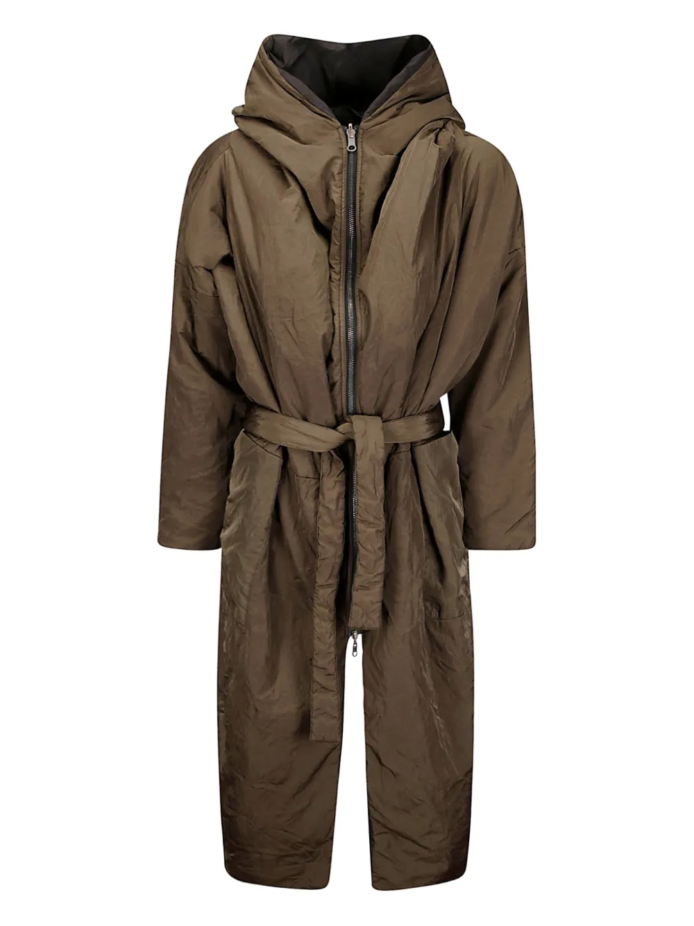 KIMO NO-RAIN hooded belted coat | Green | Image 1